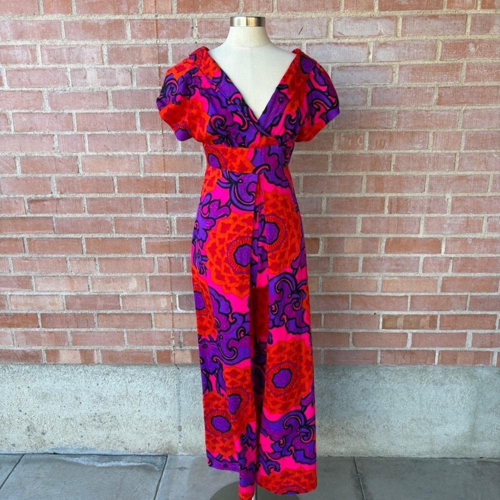 Rare vtg Joseph Magnin Alice of California Colorful 60s Wide‎ Leg Jumpsuit